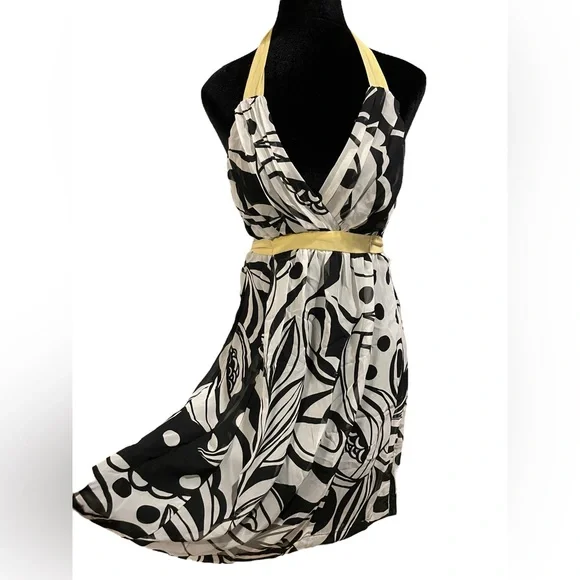 Charlotte Russe | Dresses | New Charlotte Russe Y2k Black White Abstract  Eclectic Floral Ruched Halter Dress | Poshmark